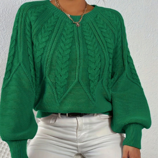 Pullover Sweater Long Sleeve Round Neck Loose Fit Soft Machine