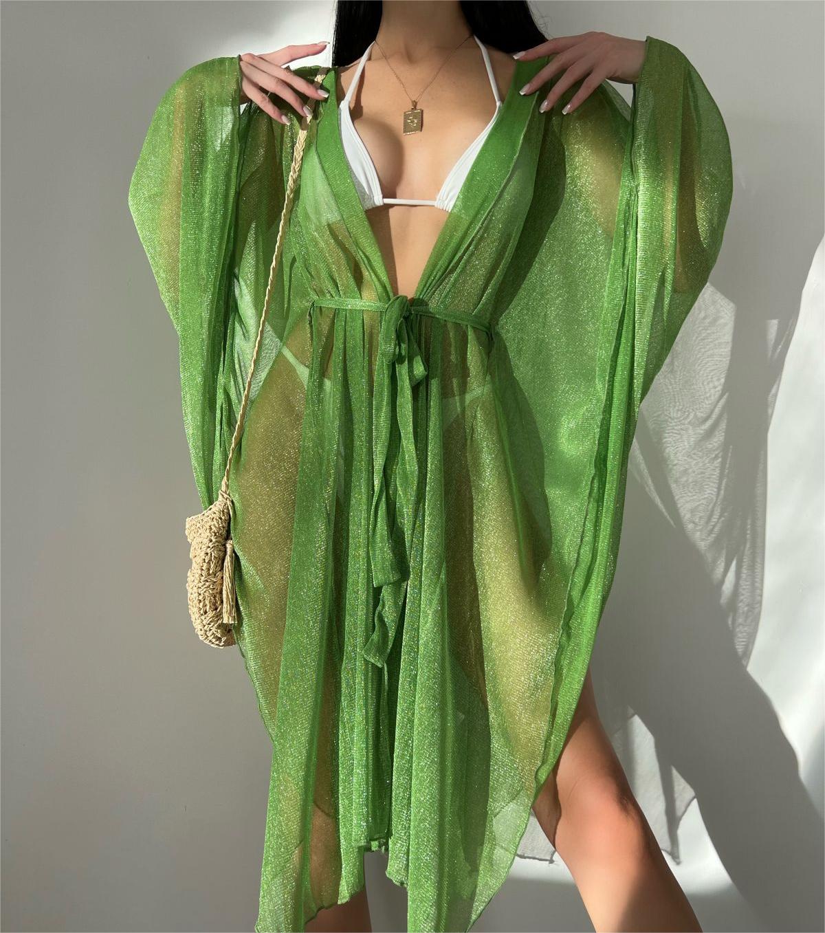 Sexy Deep V Plunge Blouse Beach Seaside Sun Protection Shirt Casual Loose Lace Up