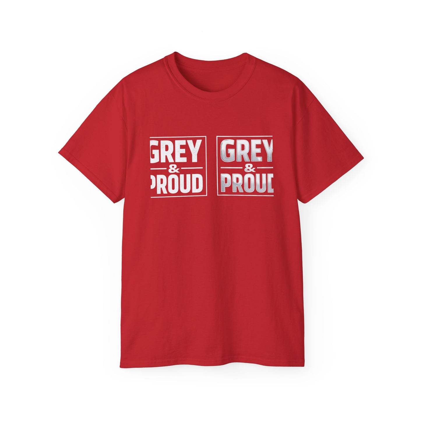 Grey & Proud T-Shirt — Retro Block Letter Pride Tee
