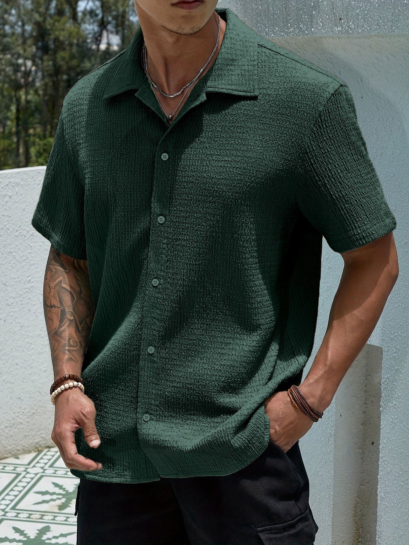 New Lapel Collar Retro Resort Casual Shirt For Men