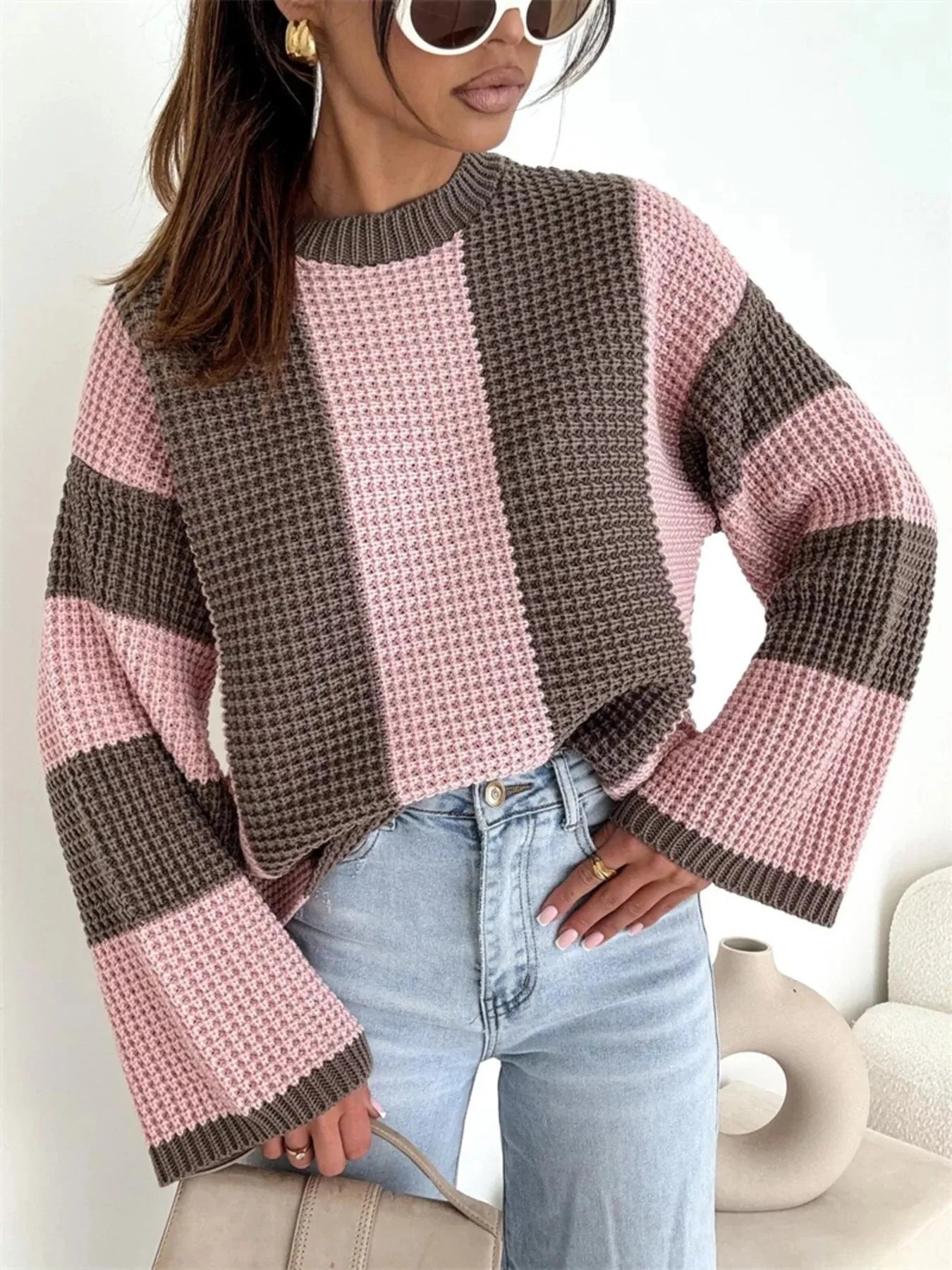 Color Block Long Sleeve Sweater