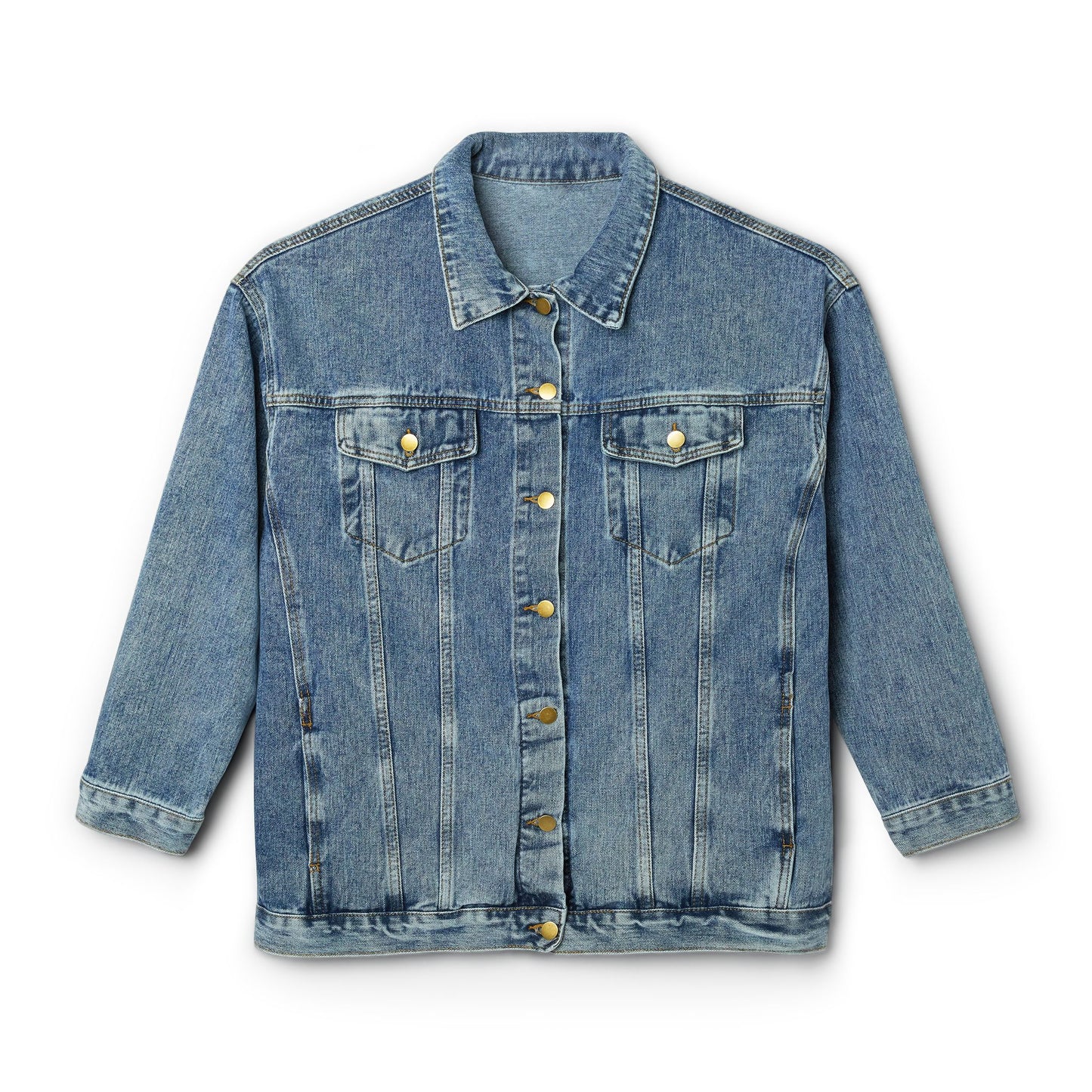 Denim Jacket — Women's Oversized Jean Jacket with 'Smokin Gray' Back Print