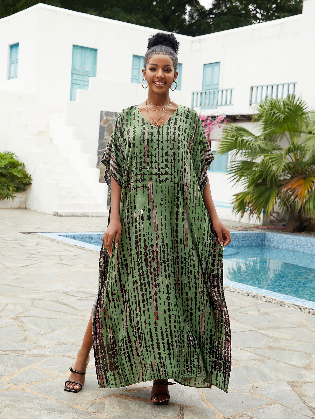 Loose Beach Cover-up Maxi Dress Loose Robe Bikini Swimsuit Outwear Sun Protection Shirt