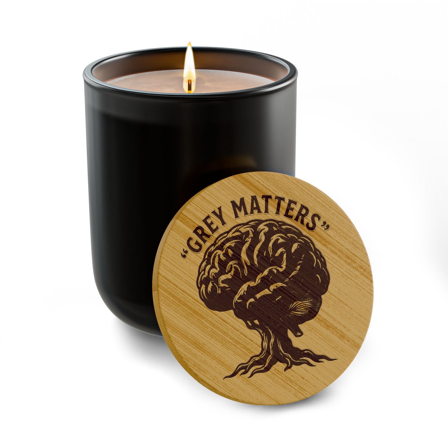 Engraved 'Grey Matters' 14oz Scented Soy Candle — Aromatherapy Gift Candle