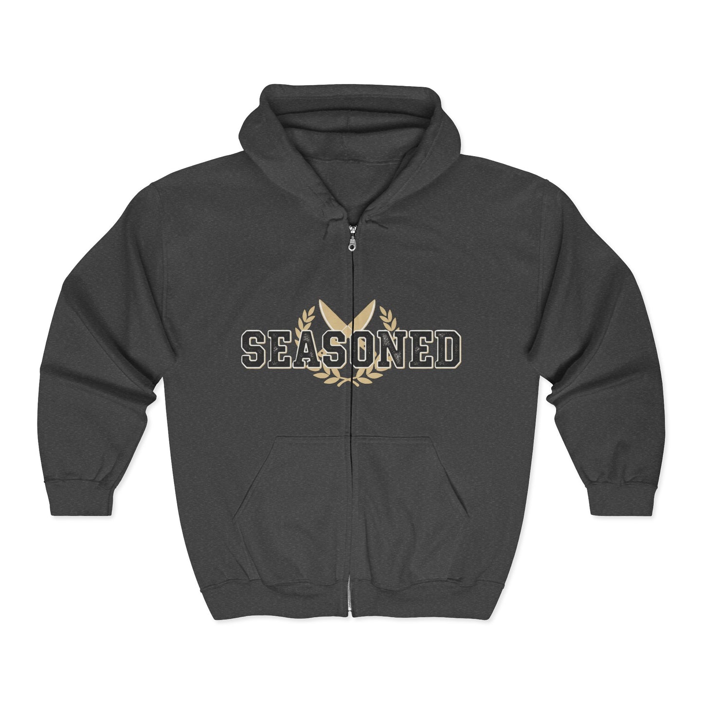Seasoned Zip Hoodie – Vintage Chef / Culinary Lover Full-Zip Sweatshirt