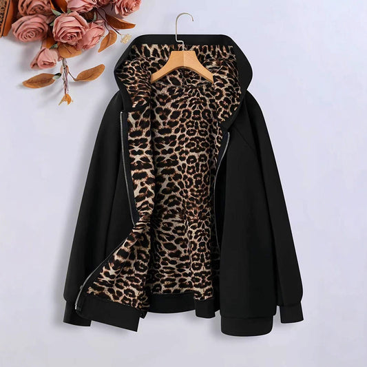 Cross-Border  Leopard Print hooded sweatshirt