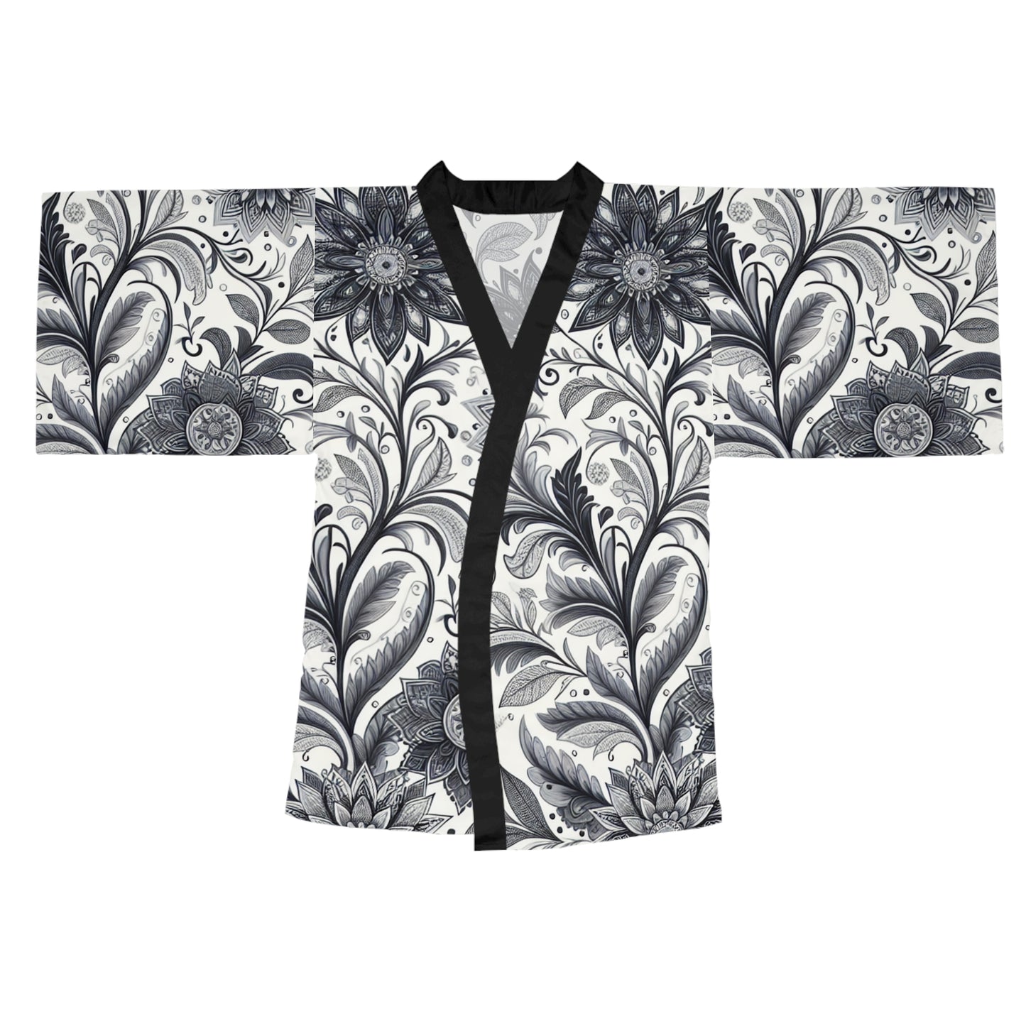 Elegant Floral Long Sleeve Kimono Robe, Stylish Lounge Wear, Perfect for Relaxation, Gift for Her, Home Spa Essentials, Beautiful Design