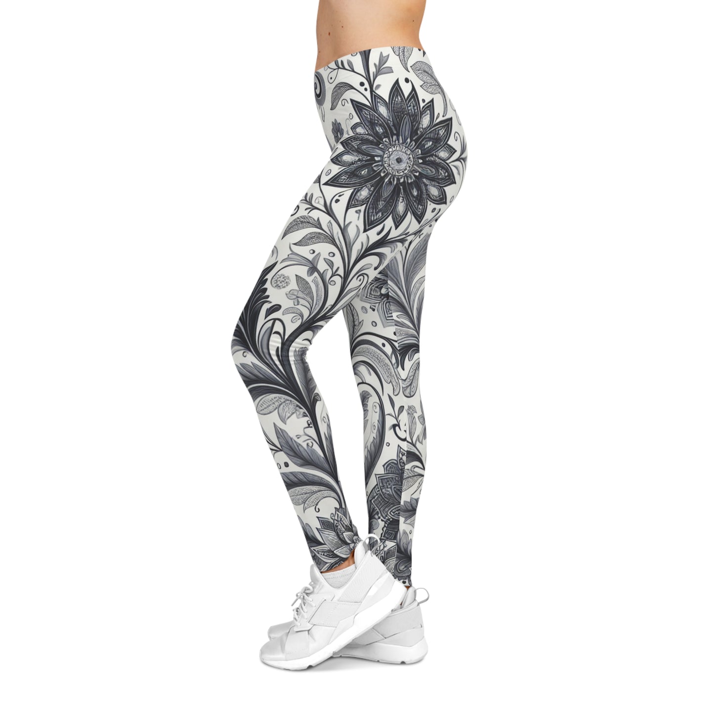 Floral Print Leggings for Women, Stretchy Athleisure Pants, Gym Wear, Casual Outfit, Everyday Style