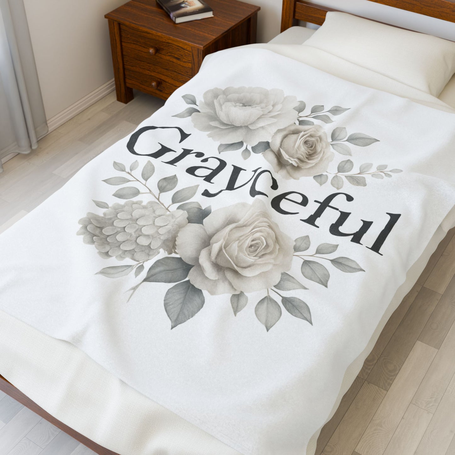 Elegant Floral Throw Blanket - Cozy Velveteen Plush Blanket for Home Decor, Gift for Her, Modern Chic Style, Occasion: Birthdays, [...]