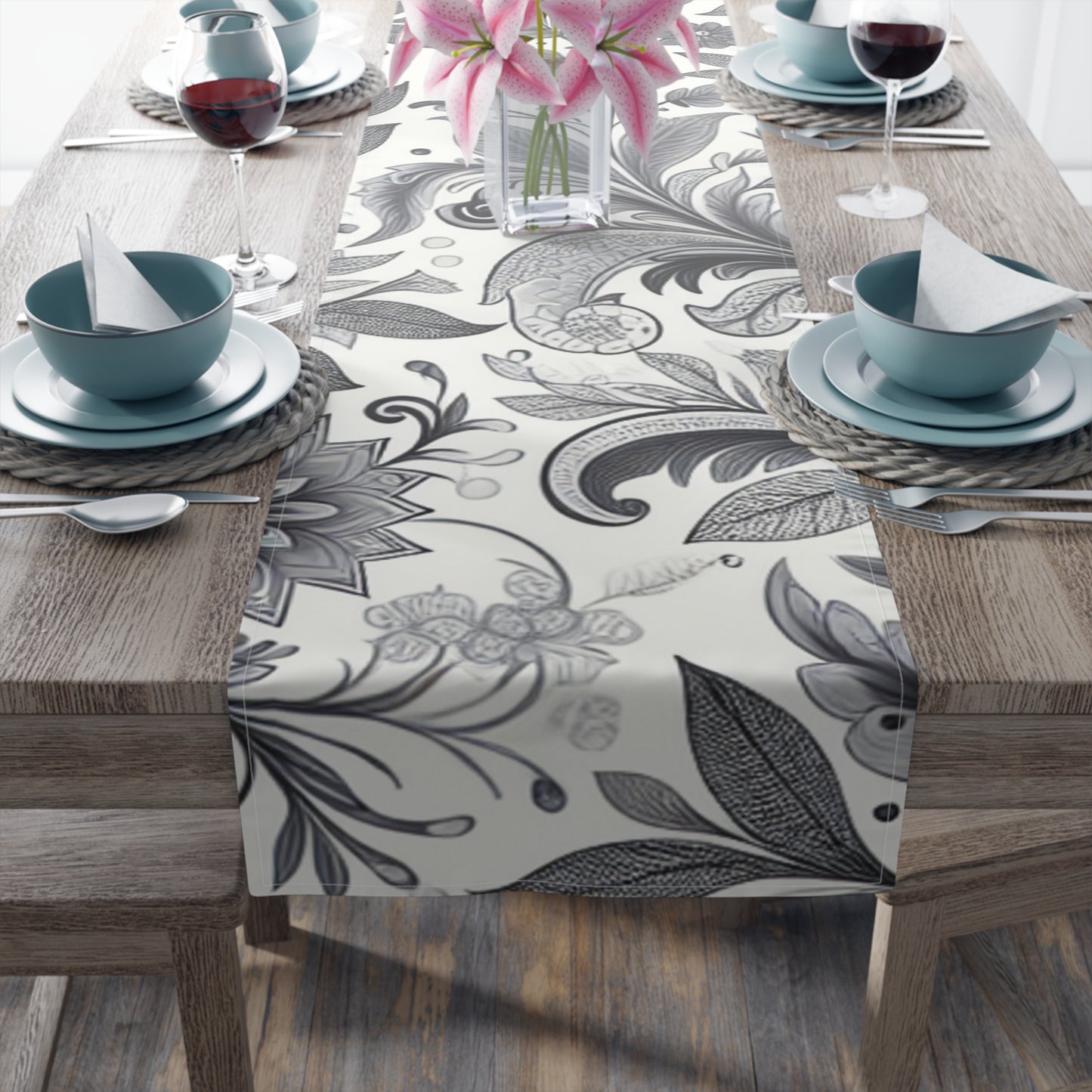 Elegant Floral Table Runner for Home Décor, Dining, Weddings, Parties, Outdoor Events, Gift Idea