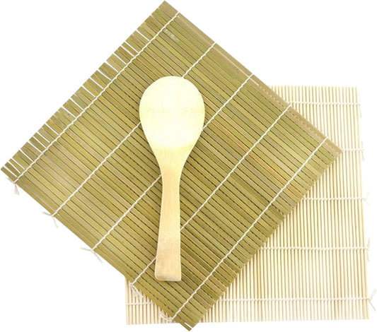 Bamboo Sushi Rolling Mat & Rice Paddle Set (3-Piece)