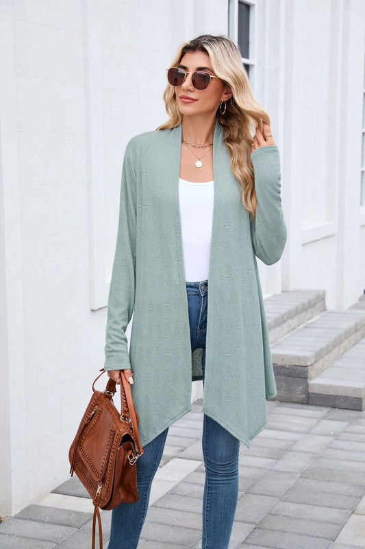 Women Clothing Autumn Solid Color Long Sleeved Knitted Cardigan Coat Long Shirt Women