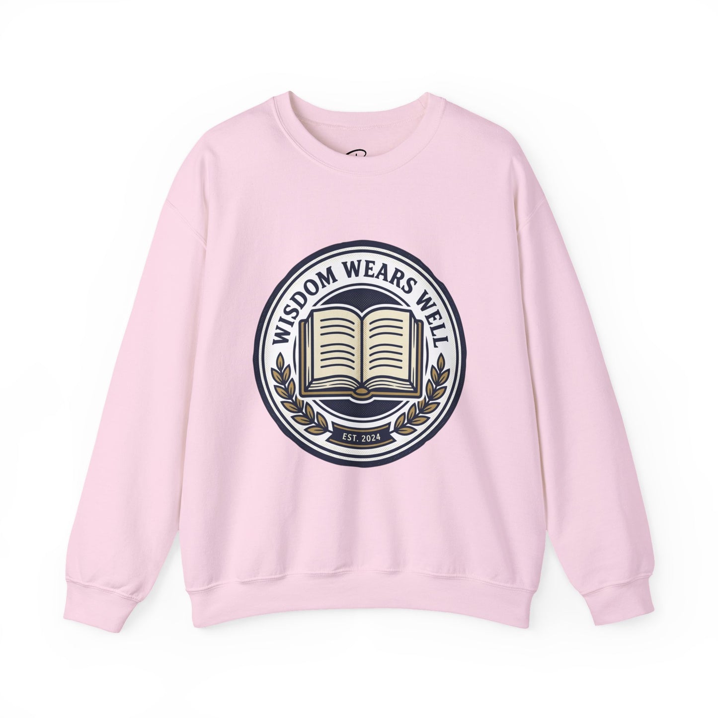 Wisdom Wears Well Sweatshirt — Vintage Book Emblem Crewneck