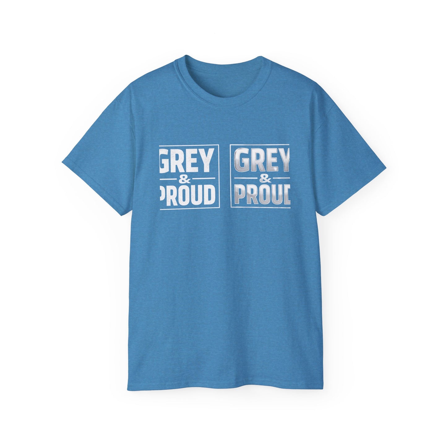 Grey & Proud T-Shirt — Retro Block Letter Pride Tee