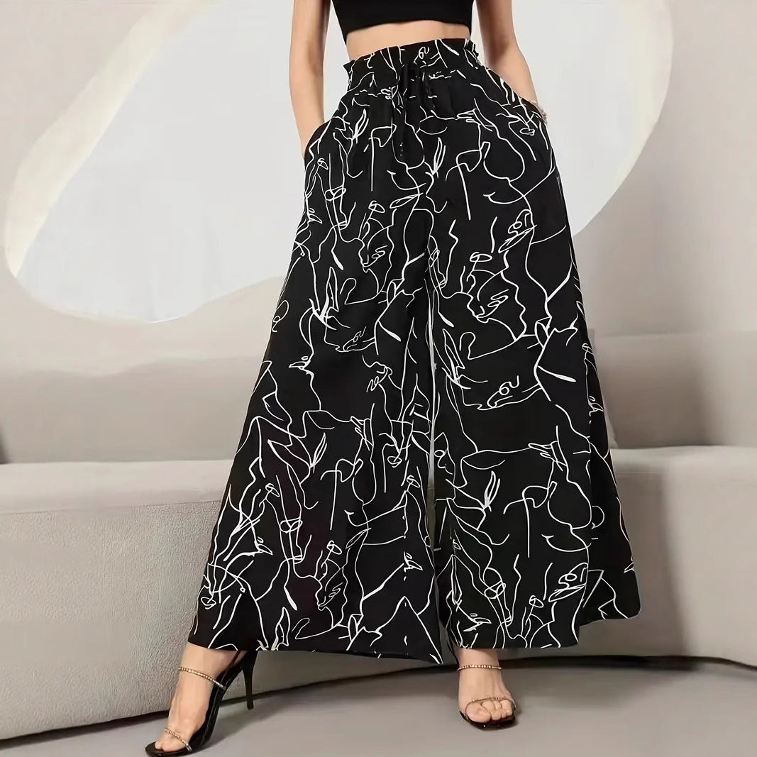 New Waist-tight Summer Long Draping Effect Long Culottes For Women