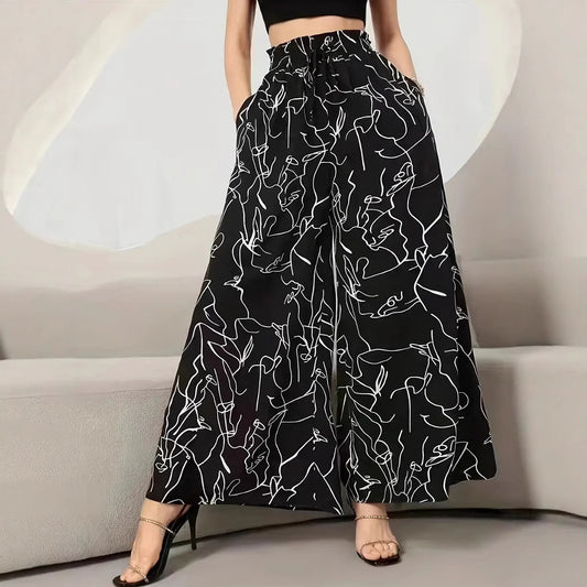 New Waist-tight Summer Long Draping Effect Long Culottes For Women