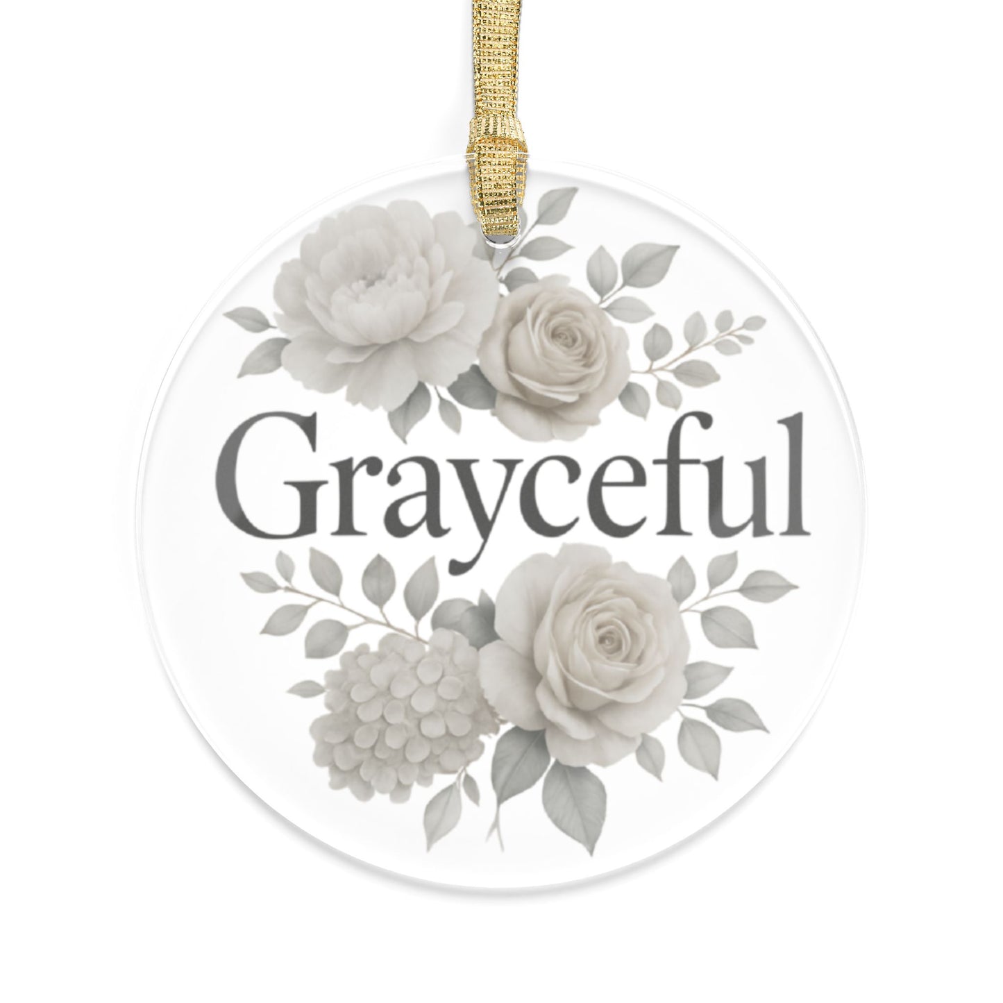 Grayceful Floral Acrylic Ornaments, Personalized Holiday Decorations, Elegant Gifts, Keepsake, Wedding Favors, Home Decor