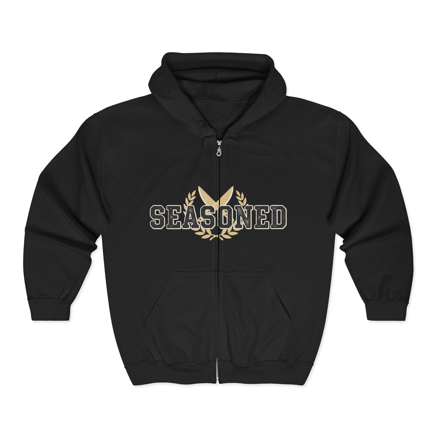 Seasoned Zip Hoodie – Vintage Chef / Culinary Lover Full-Zip Sweatshirt