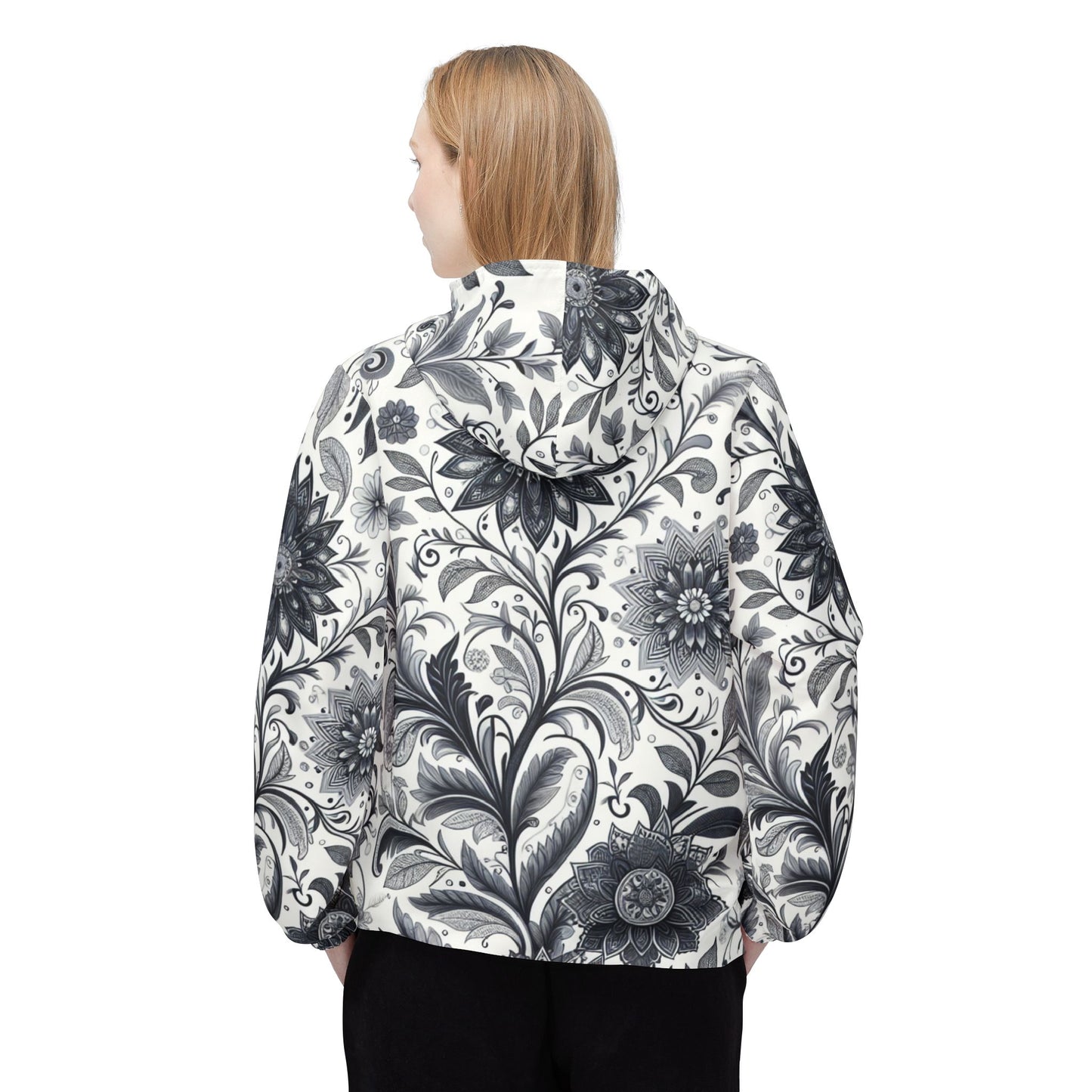 Floral Pattern Windbreaker Jacket, Lightweight Rain Jacket, Stylish Outerwear, Perfect Gift for Her, Outdoor Adventures, Trendy Layering