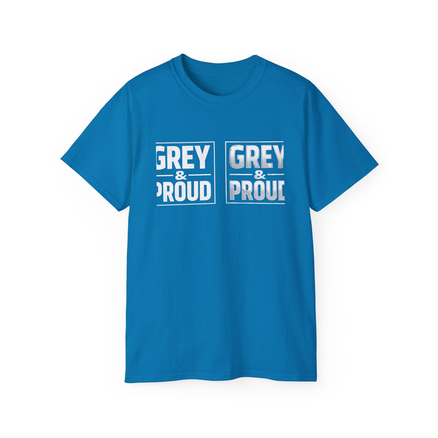 Grey & Proud T-Shirt — Retro Block Letter Pride Tee