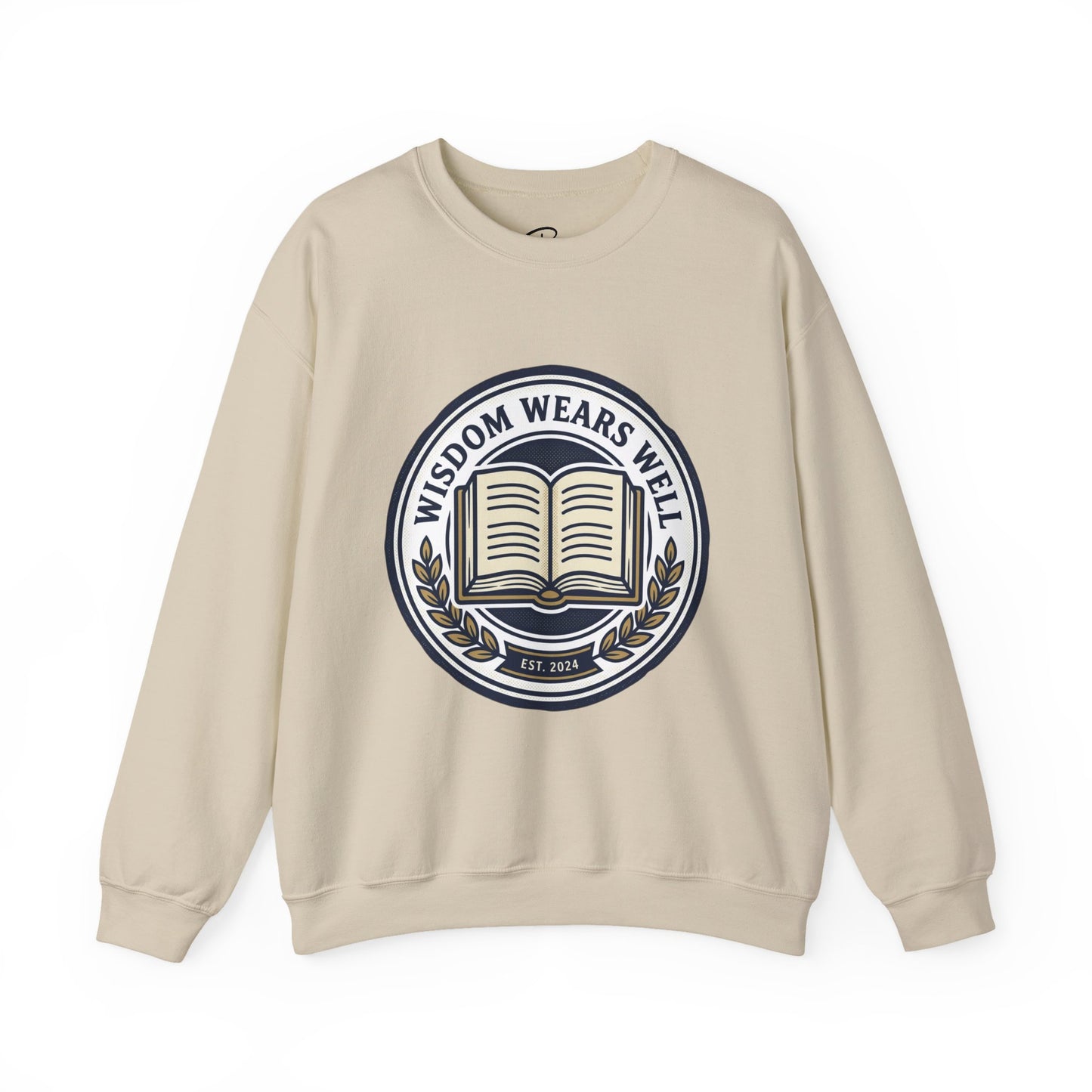 Wisdom Wears Well Sweatshirt — Vintage Book Emblem Crewneck
