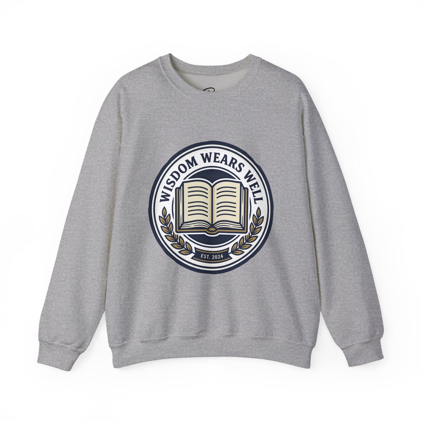 Wisdom Wears Well Sweatshirt — Vintage Book Emblem Crewneck