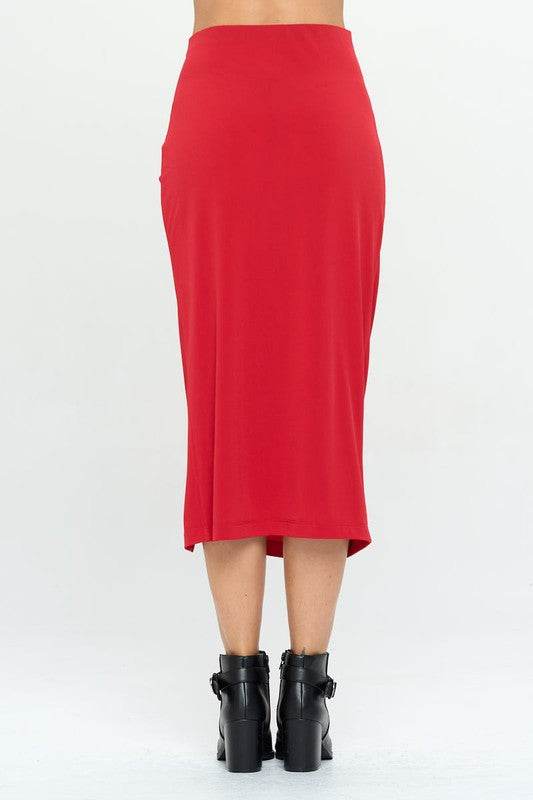 Made in USA Midi Skirt with Front Knot and Slit