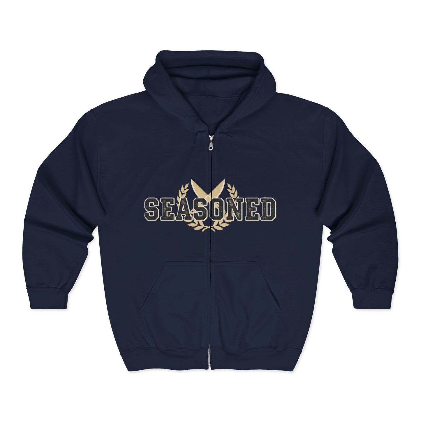 Seasoned Zip Hoodie – Vintage Chef / Culinary Lover Full-Zip Sweatshirt