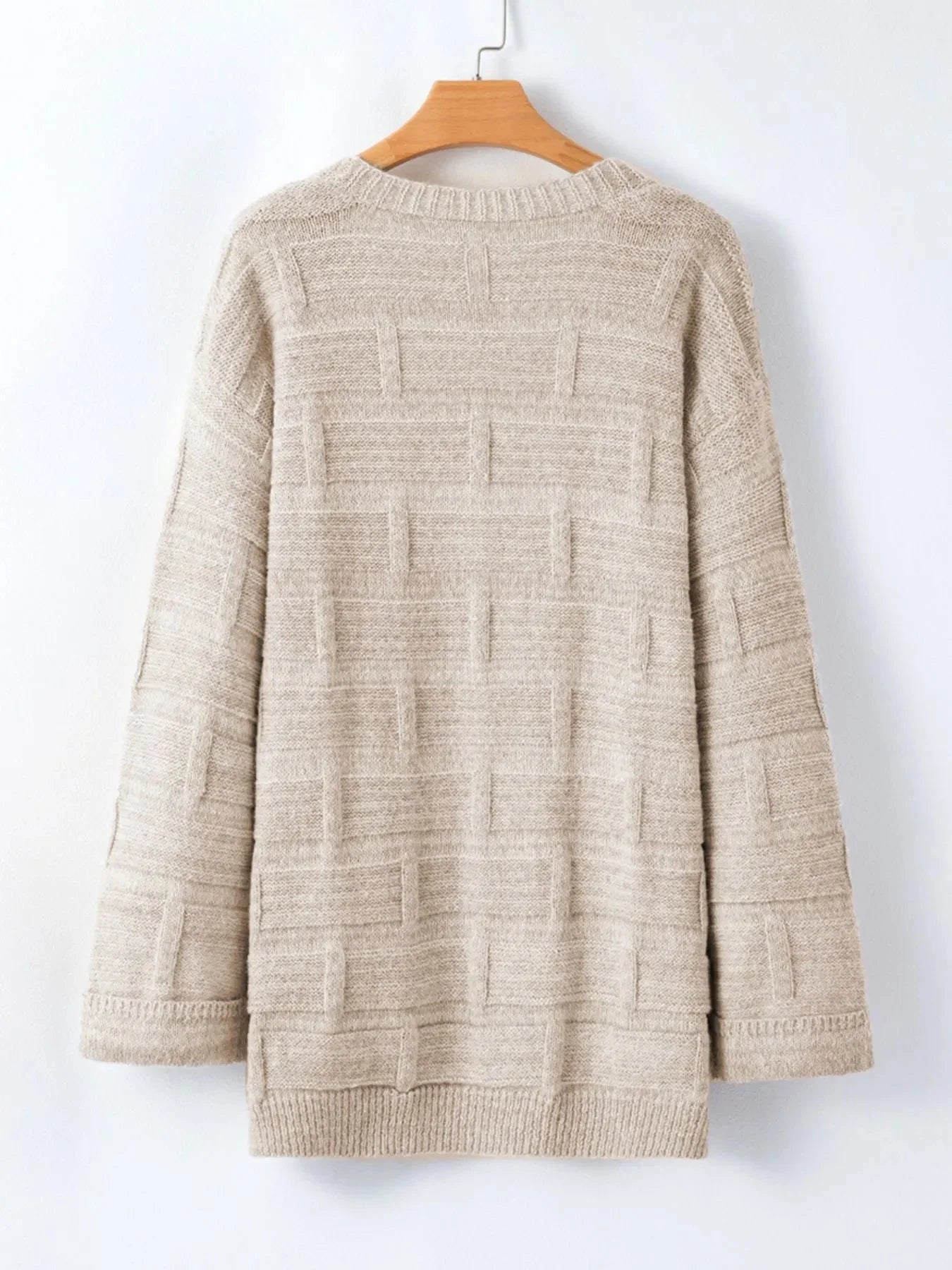 Textured Knit Open Front Cardigan with Pockets
