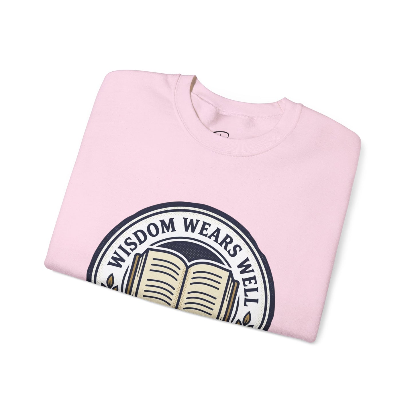 Wisdom Wears Well Sweatshirt — Vintage Book Emblem Crewneck