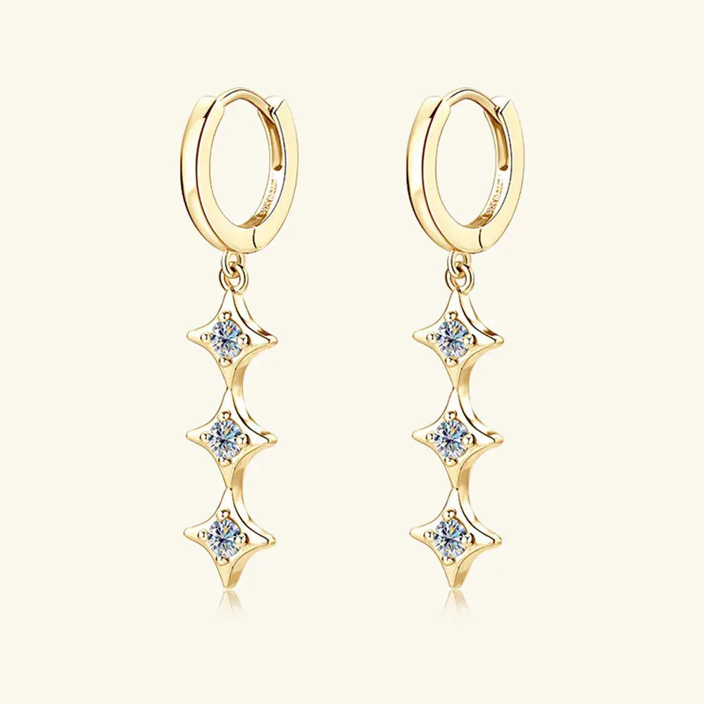 925 Sterling Silver Geometric Shape Moissanite Drop Earrings