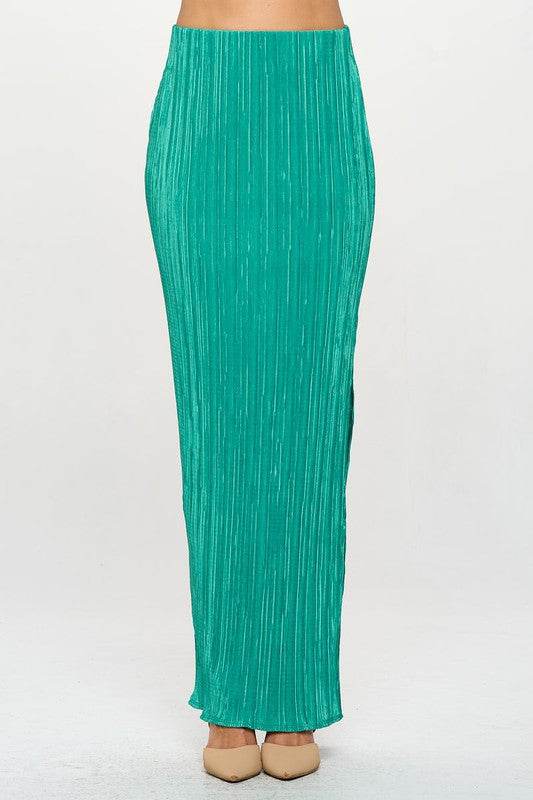 Plisse Maxi Skirt with Slit