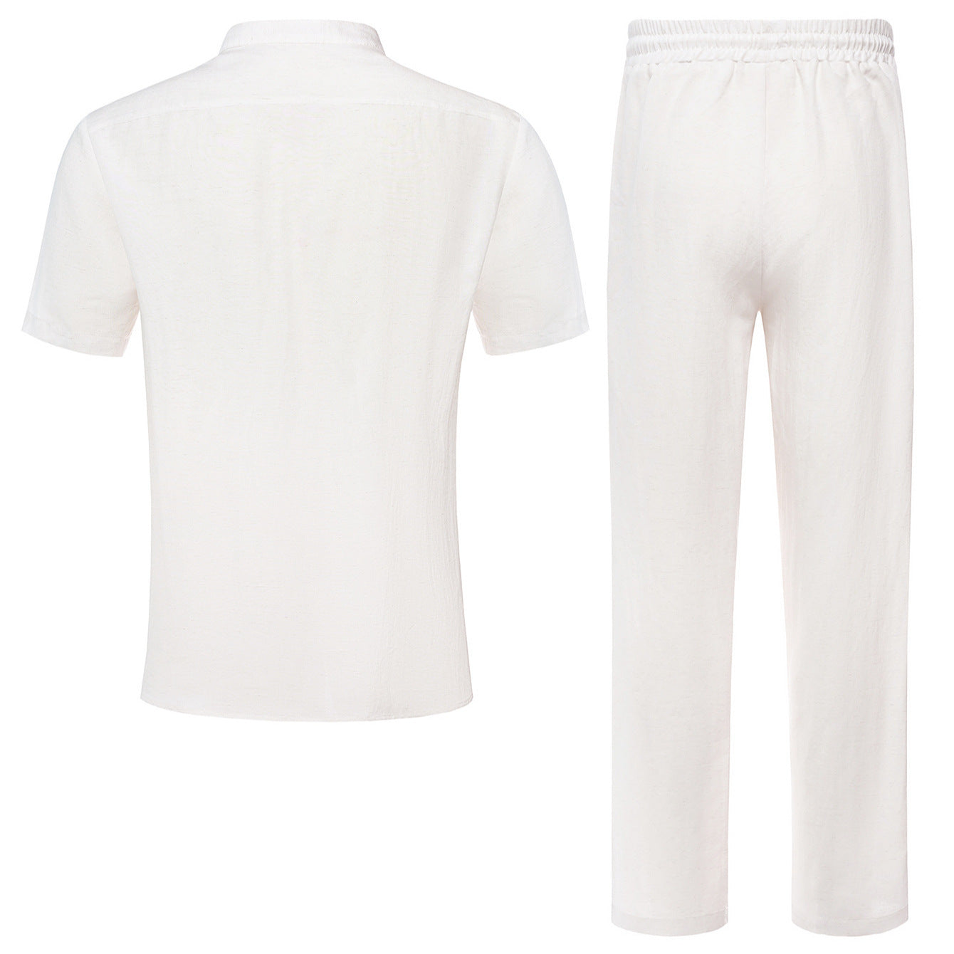 Men's Stand-Up Collar Breathable Shirt And Loose-Fitting Trousers Set