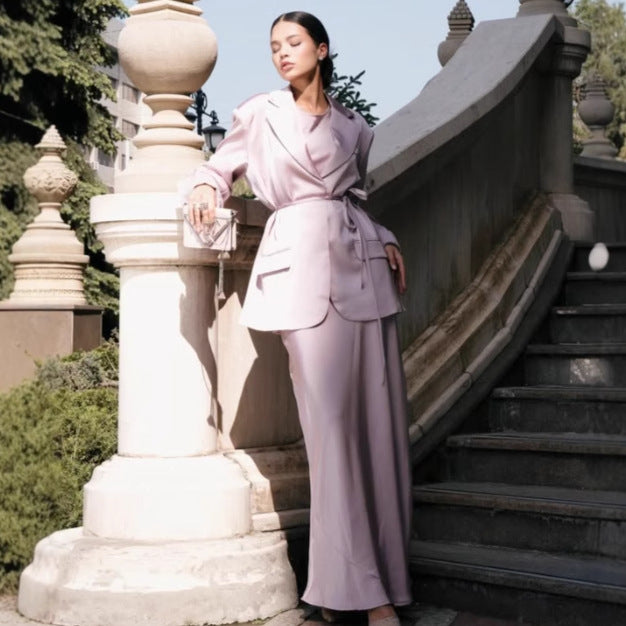 Womens Loose-fitting Solid-color Suit