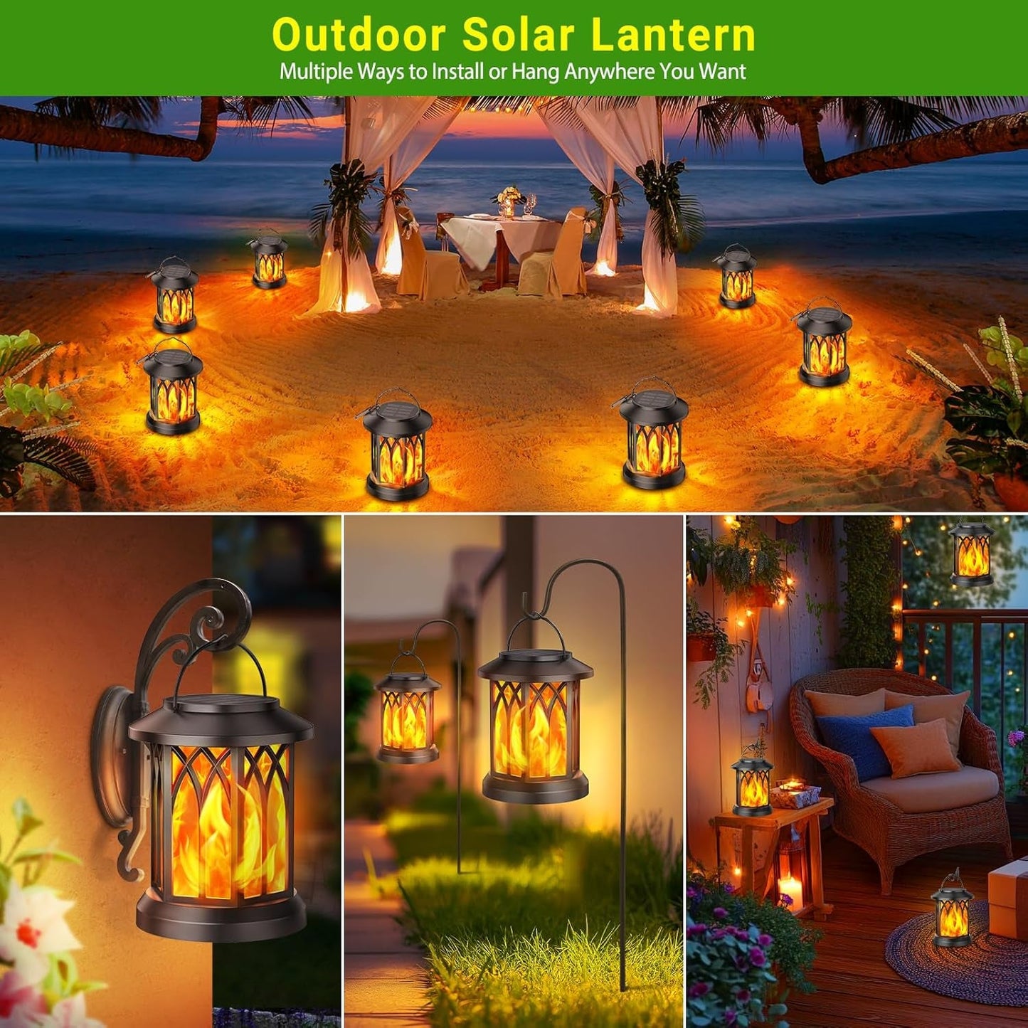 KOOPER Solar Lanterns – Vivid Dancing Flame Outdoor Lights for Garden & Patio