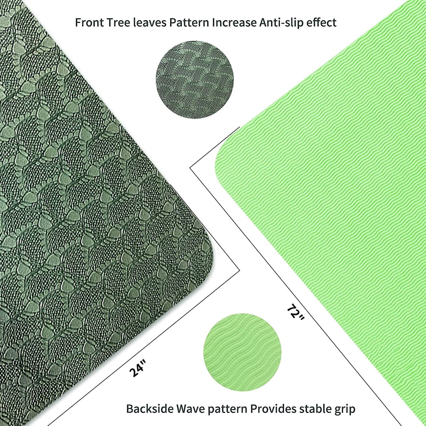 COCOBELA Dual-Sided Yoga Mat – 8mm Extra Thick, Eco-Friendly TPE – Reversible Non-Slip, Waterproof, Lightweight & Odor-Free – 72"x24" for Yoga, Pilates, Stretching & Fitness