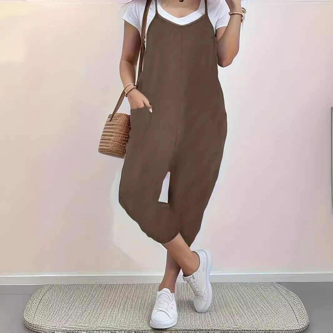 Pocket Sling Loose Casual Jumpsuit Women
