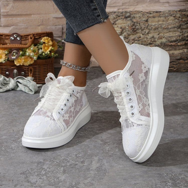 All-matching Graceful Sexy Lace Print Stitching Breathable Casual sneakers