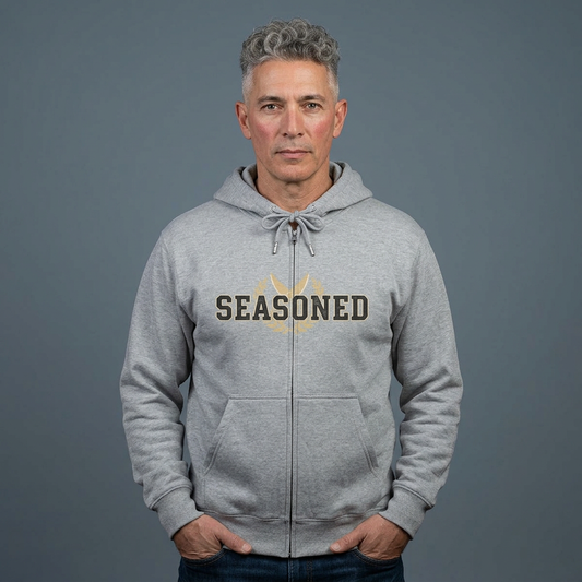 Seasoned Zip Hoodie – Vintage Chef / Culinary Lover Full-Zip Sweatshirt