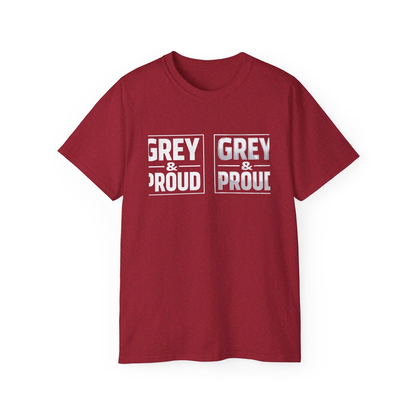 Grey & Proud T-Shirt — Retro Block Letter Pride Tee