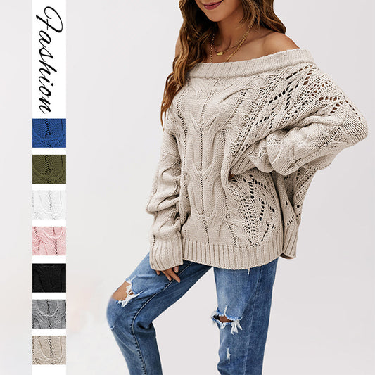Strapless Loose Off Shoulder Solid Color Pullover Sweater