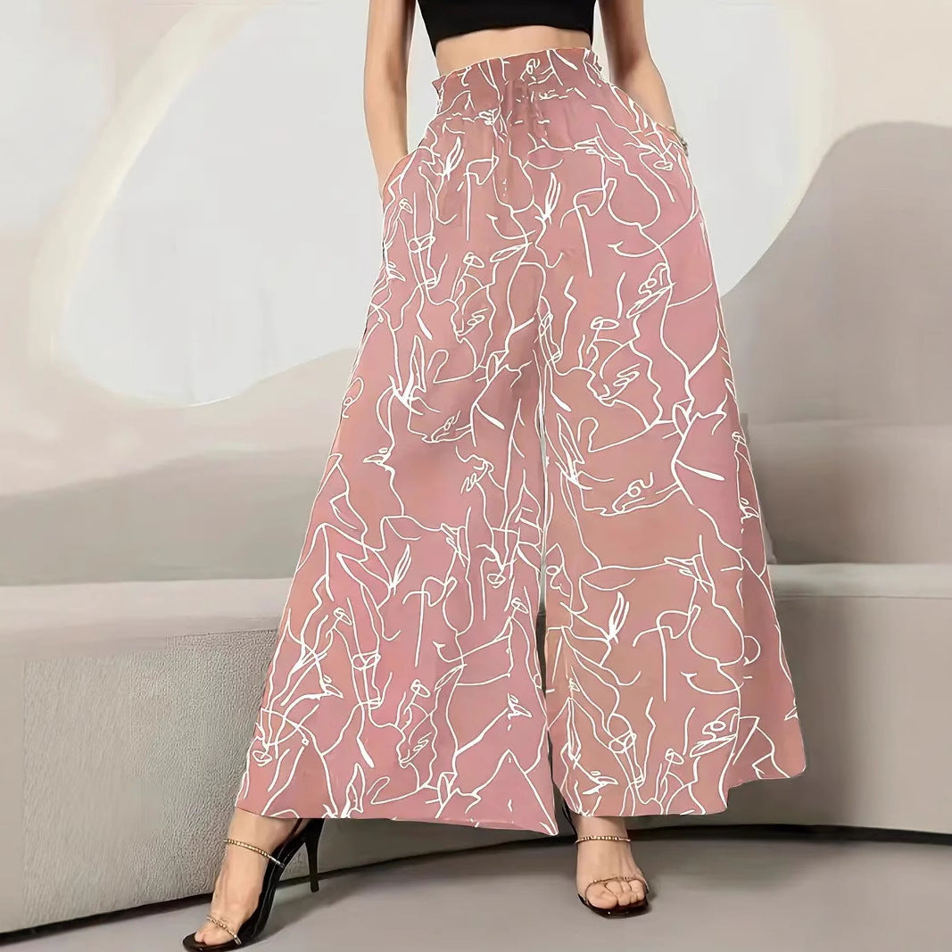 New Waist-tight Summer Long Draping Effect Long Culottes For Women