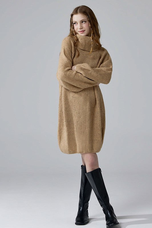 Plus Turtleneck Balloon Confetti Sweater Dress