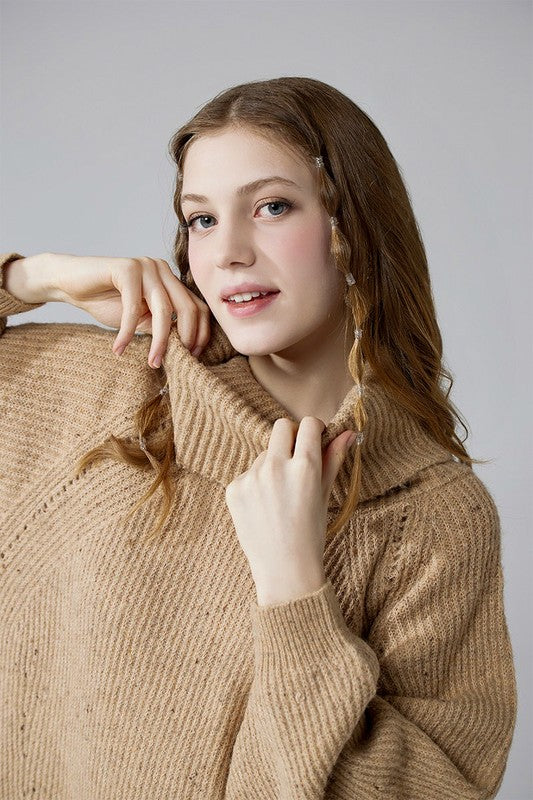 Plus Turtleneck Balloon Confetti Sweater Dress