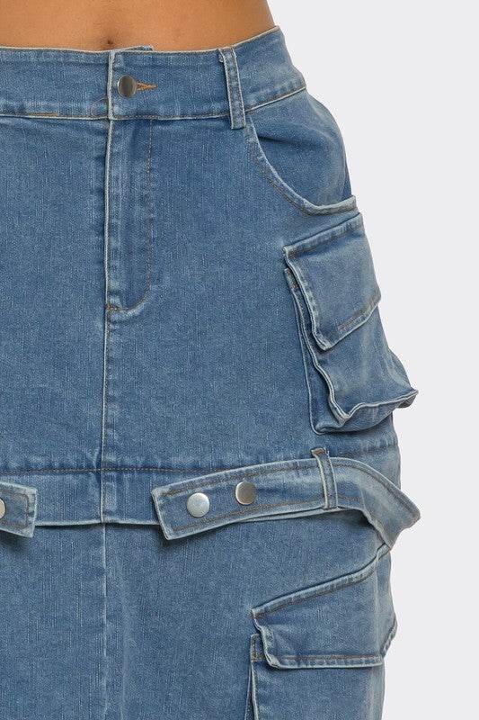 Utility Denim Maxi Skirt