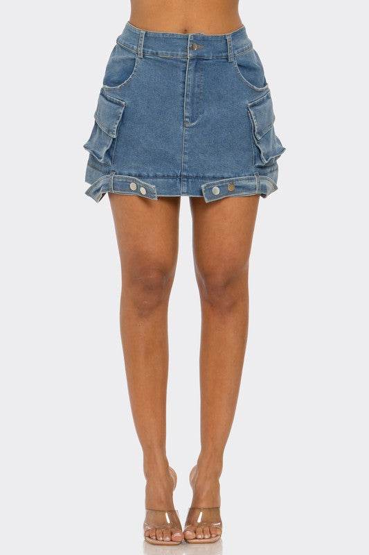 Utility Denim Maxi Skirt