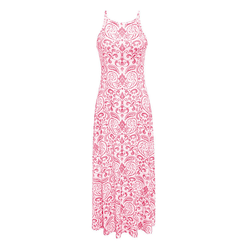 Womens Summer Halter Dress Casual Loose Boho Floral Sundresses Flowy Beach Vacation Outfits