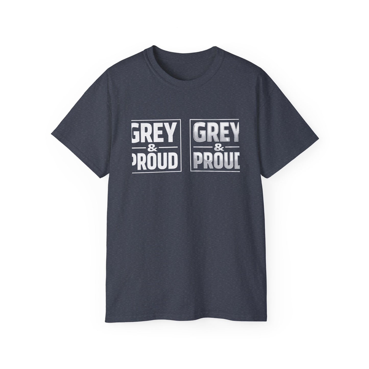 Grey & Proud T-Shirt — Retro Block Letter Pride Tee