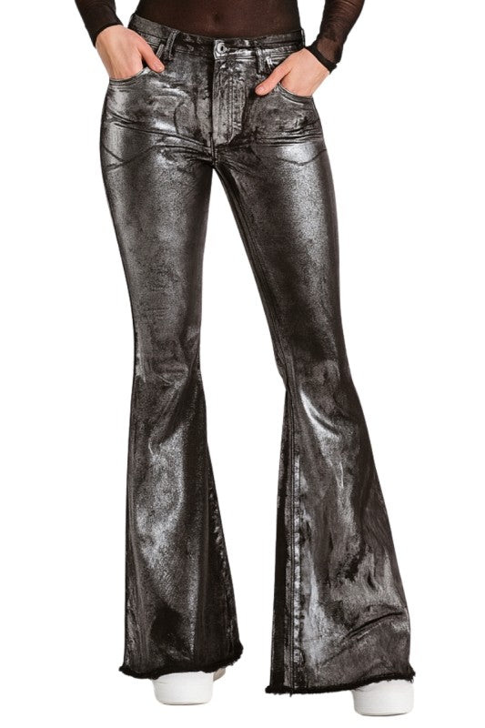 GJG Denim Metallic Foil Flare Jeans
