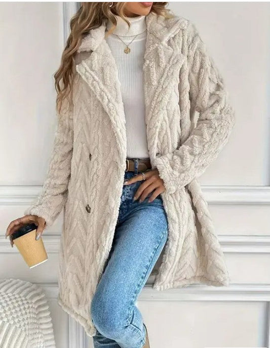 Houndstooth Pattern  Fleece Coat